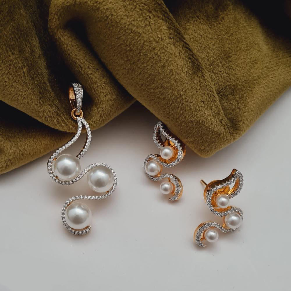 Vivah Creations Gold Plated Austrian Stone Pendant Set
