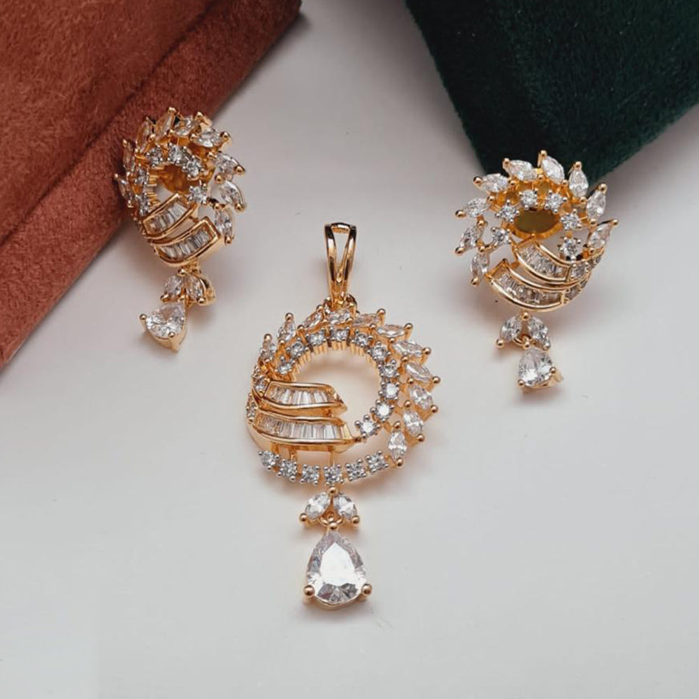 Vivah Creations Gold Plated Austrian Stone Pendant Set