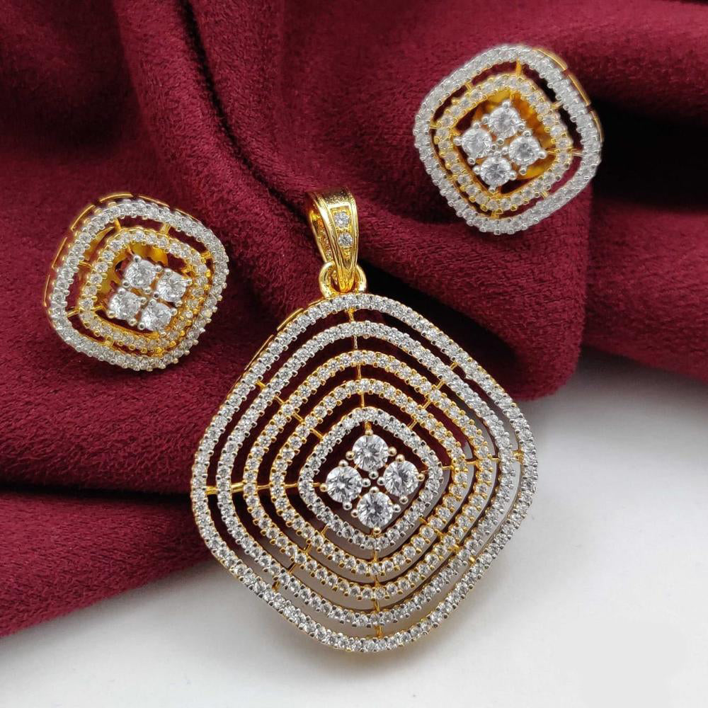 Vivah Creations Gold Plated Austrian Stone Pendant Set