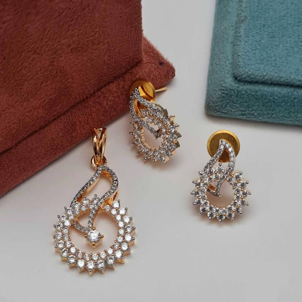 Vivah Creations Gold Plated Austrian Stone Pendant Set