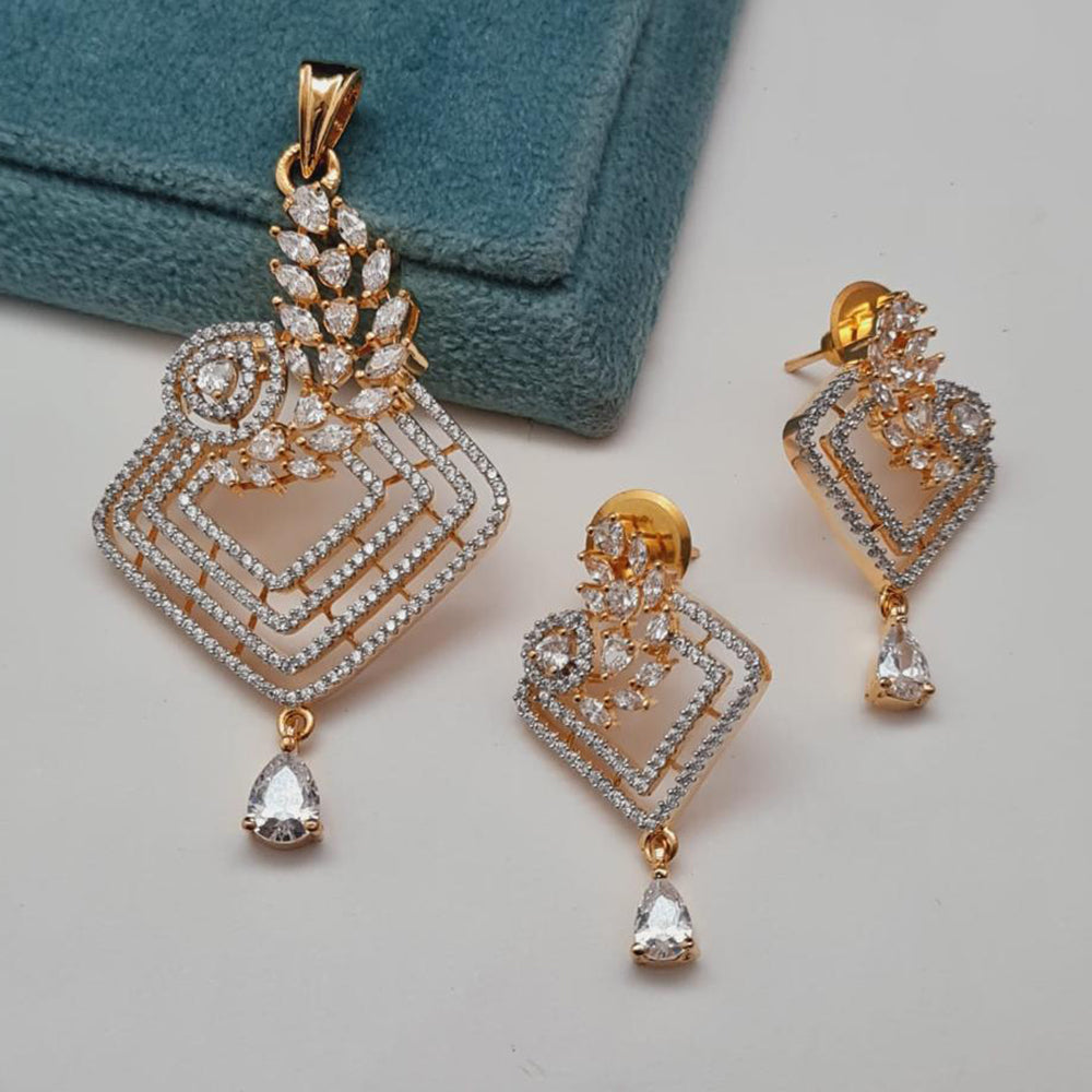 Vivah Creations Gold Plated AD Pendant Set