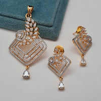 Vivah Creations Gold Plated AD Pendant Set