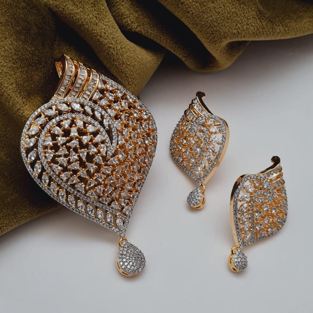 Vivah Creations Gold Plated Austrian Stone Pendant Set