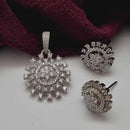 Vivah Creations Silver Plated Austrian Stone Pendant Set