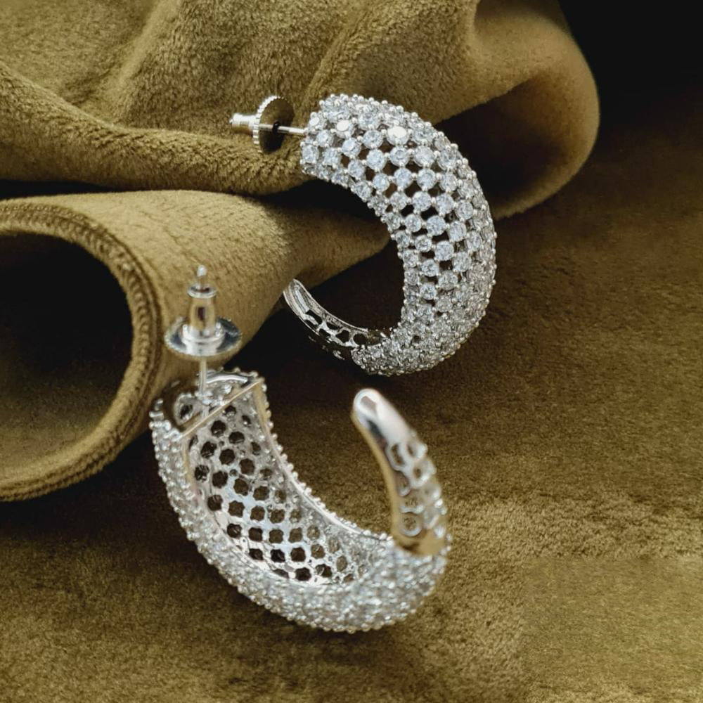 Vivah Creation Silver Plated Austrian Stone Stud Earrings