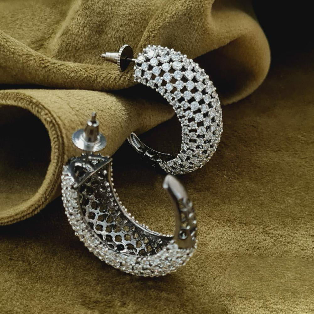 Vivah Creation Black Polish Austrian Stone Stud Earrings