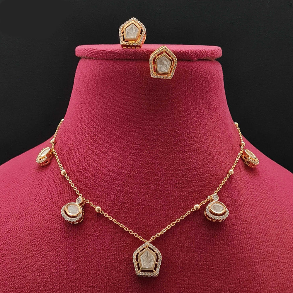Vivah Creations Gold Plated Polki Kundan Necklace Set