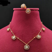 Vivah Creations Gold Plated Polki Kundan Necklace Set