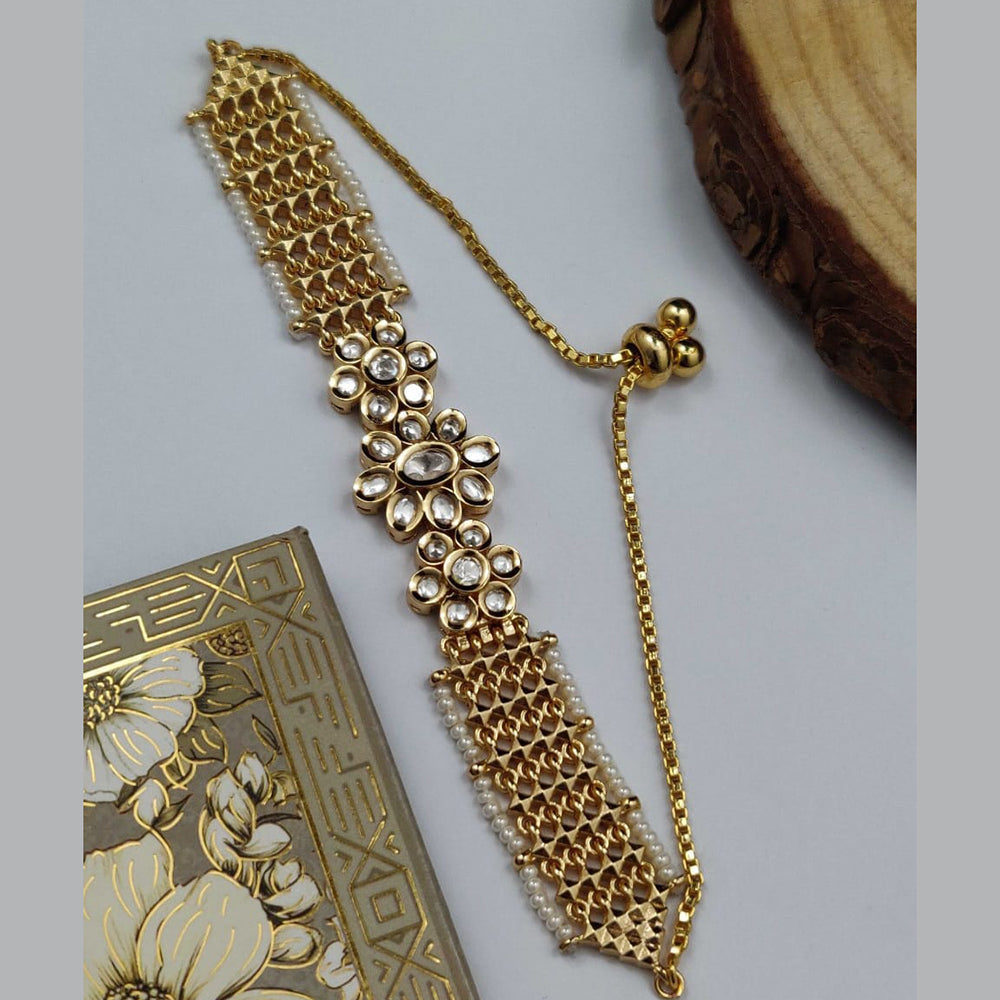 Vivah Creations Gold Plated Pota Stone Adjustable Bracelet