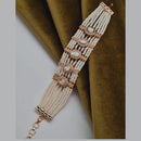 Vivah Creations Gold Plated Polki Kundan Stone And Pearl Adjustable Bracelet
