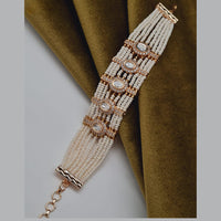Vivah Creations Gold Plated Polki Kundan Stone And Pearl Adjustable Bracelet