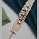 Vivah Creations Gold Plated Polki Kundan Stone And Pearl Adjustable Bracelet
