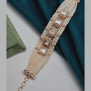 Vivah Creations Gold Plated Polki Kundan Stone And Pearl Adjustable Bracelet