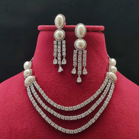 Vivah Creations Premium American Diamond Designer Pearl Necklace Set