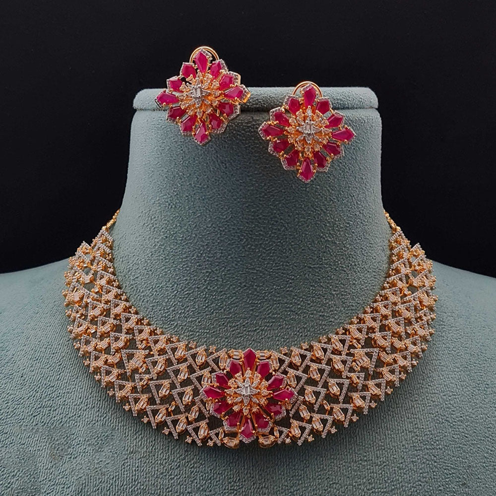 Vivah Creations Premium American Diamond Designer Choker Necklace Set