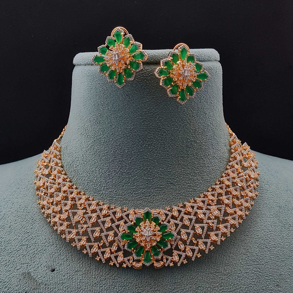 Vivah Creations Premium American Diamond Designer Choker Necklace Set