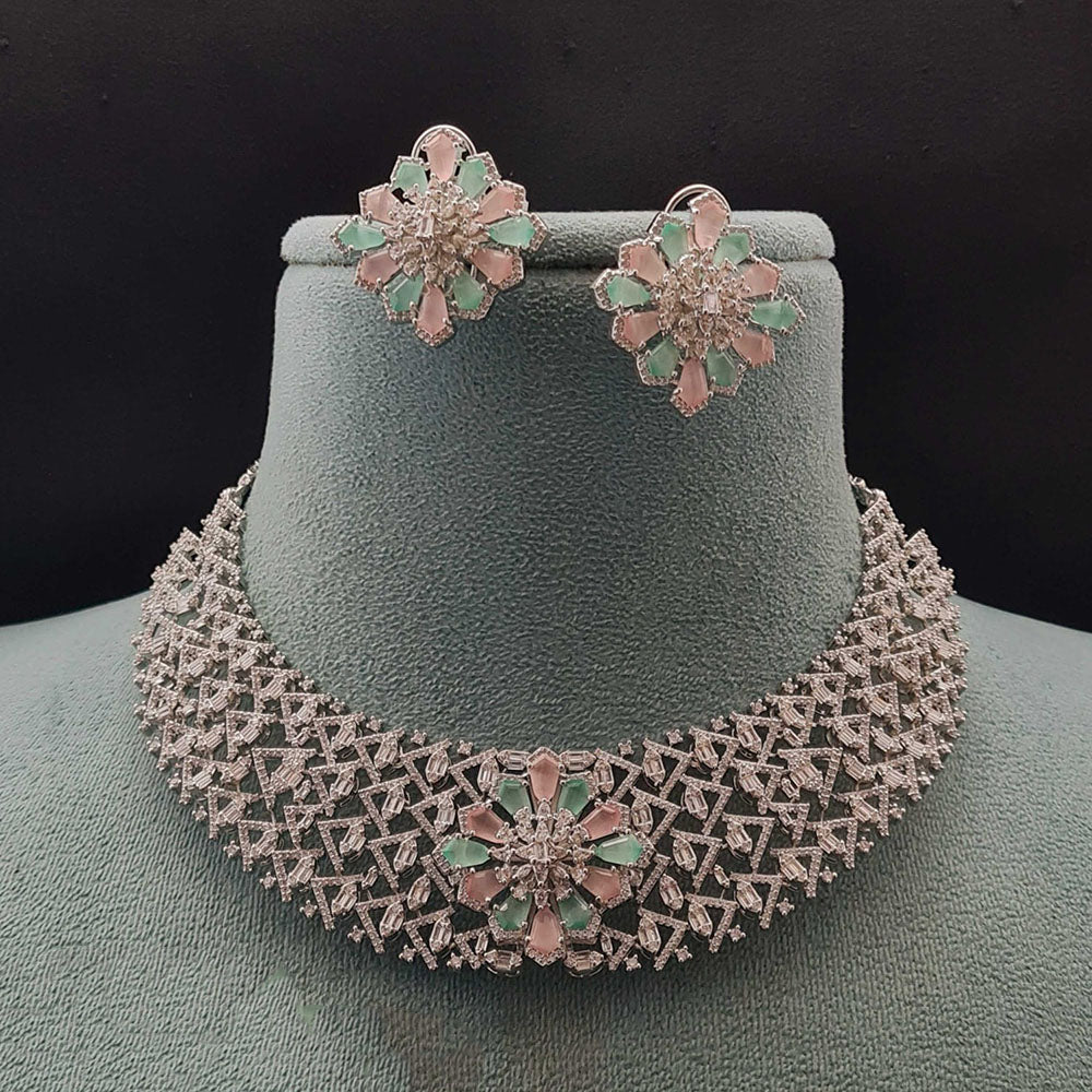 Vivah Creations Premium American Diamond Designer Choker Necklace Set