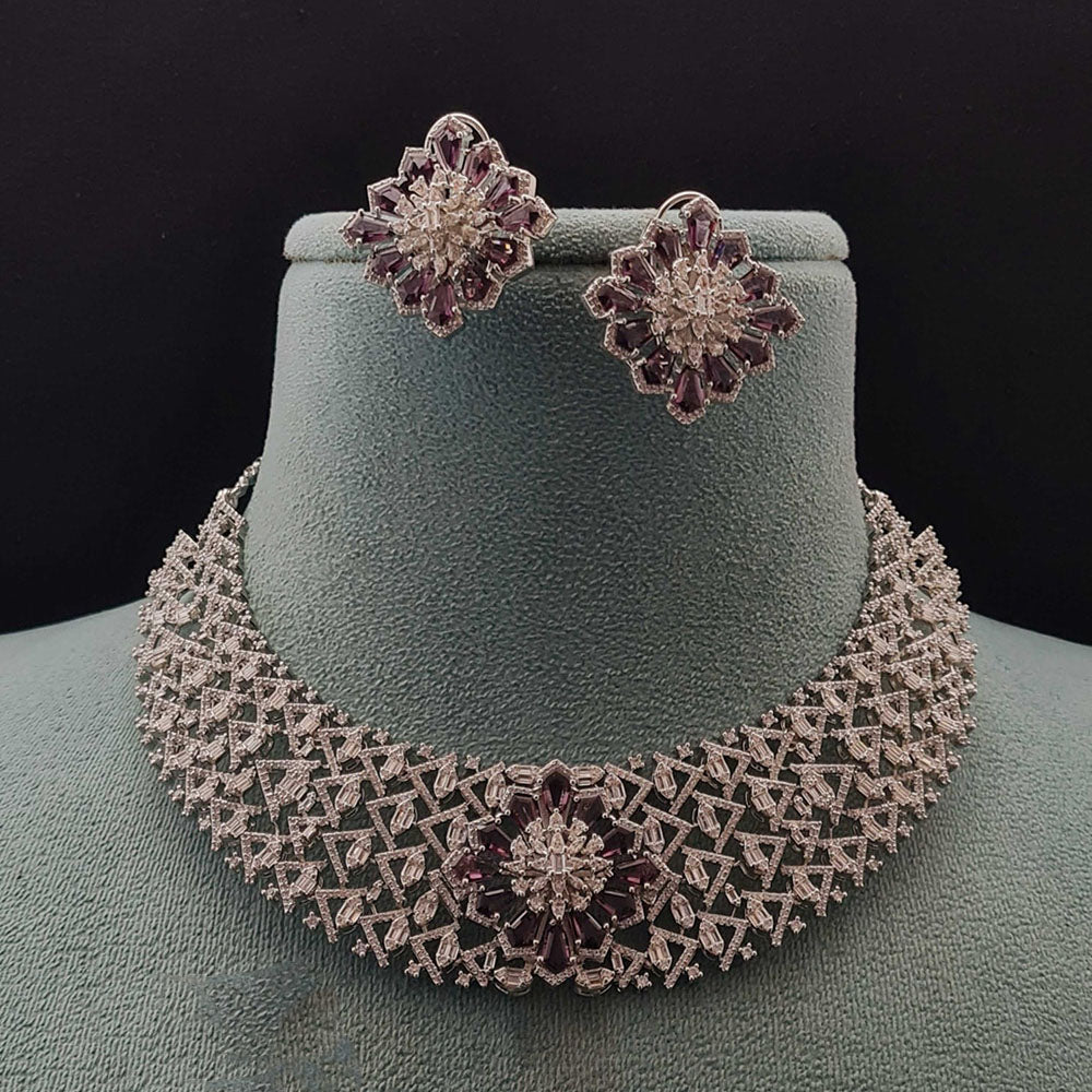 Vivah Creations Premium American Diamond Designer Choker Necklace Set