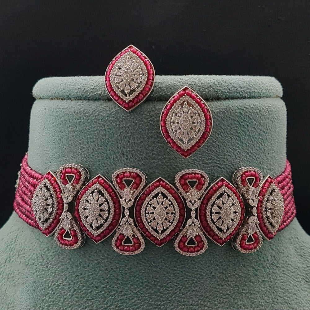 Vivah Creations Premium American Diamond Designer Choker Necklace Set