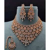 Vivah Creations Floral American Diamond And Pearl Choker Necklace Set