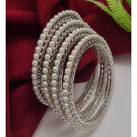 Vivha Creations Graceful Pearl Statement Bangles Set