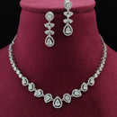 Vivah Creations Rhodium Plated American Diamond Designer Necklace Set