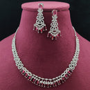 Vivah Creations Rhodium Plated American Diamond Designer Necklace Set