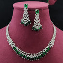 Vivah Creations Rhodium Plated American Diamond Designer Necklace Set