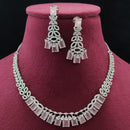 Vivah Creations Rhodium Plated American Diamond Designer Necklace Set