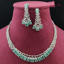 Vivah Creations Rhodium Plated American Diamond Designer Necklace Set