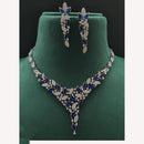 Vivah Creations Rhodium Plated American Diamond Designer Necklace Set