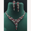 Vivah Creations Rhodium Plated American Diamond Designer Necklace Set