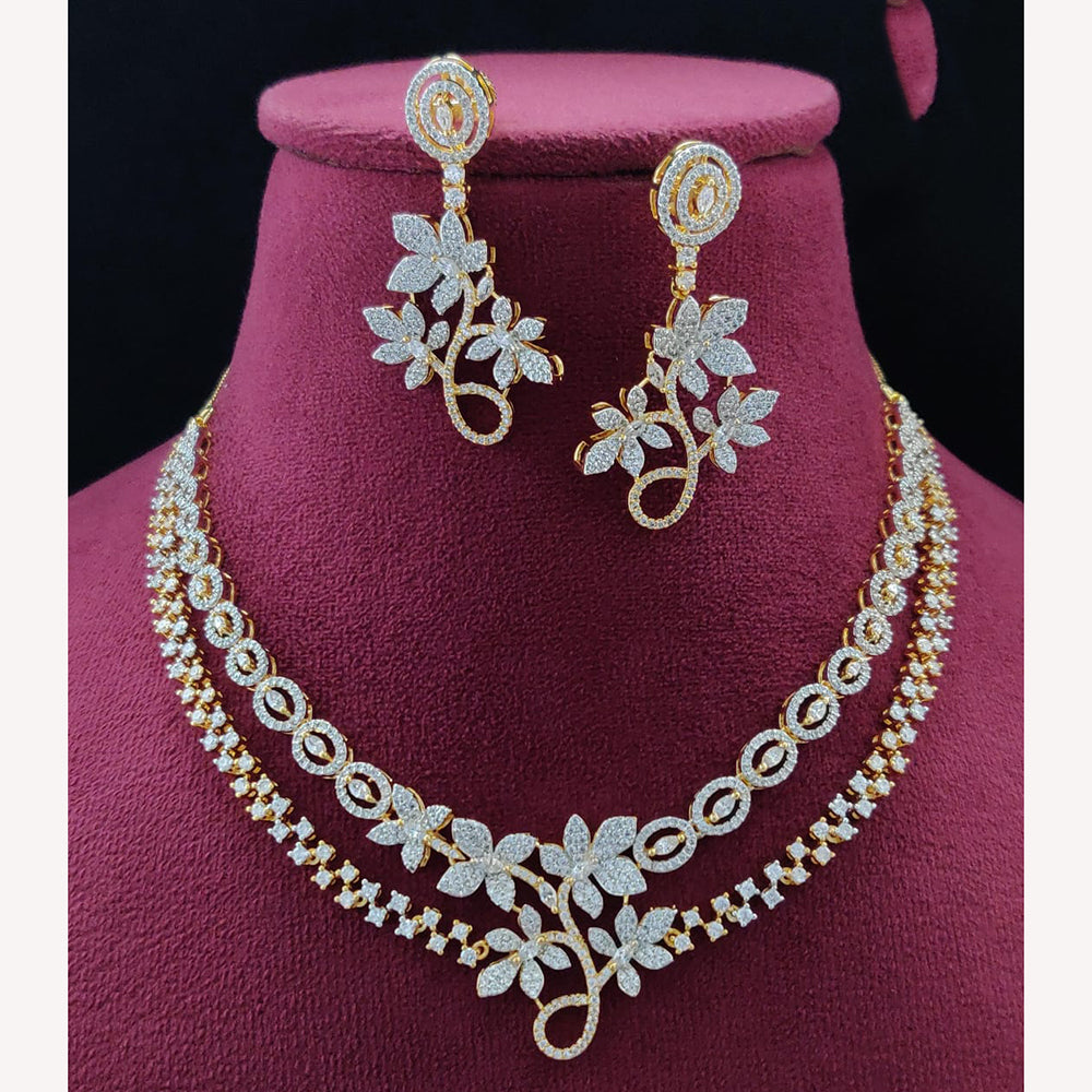 Vivah Creations Royal Floral American Diamond Statement Necklace Set