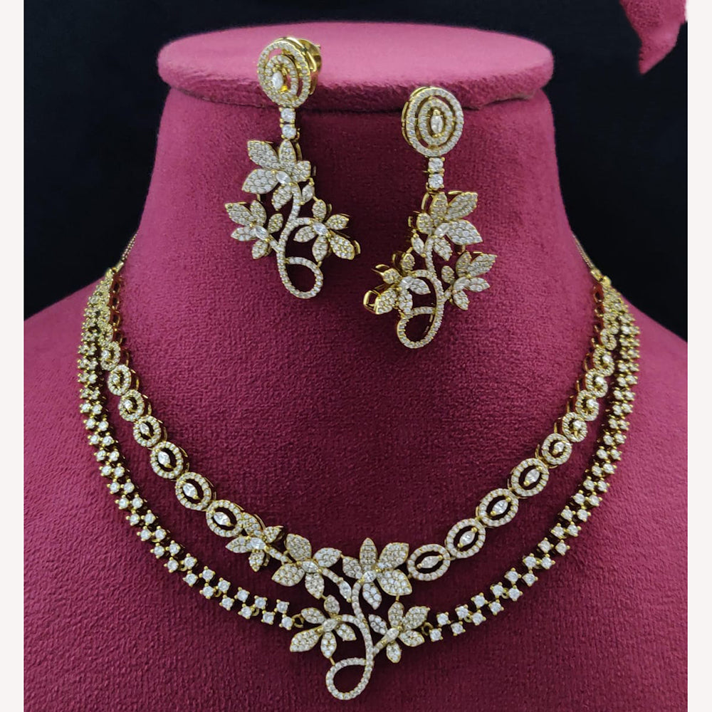 Vivah Creations Royal Floral American Diamond Statement Necklace Set