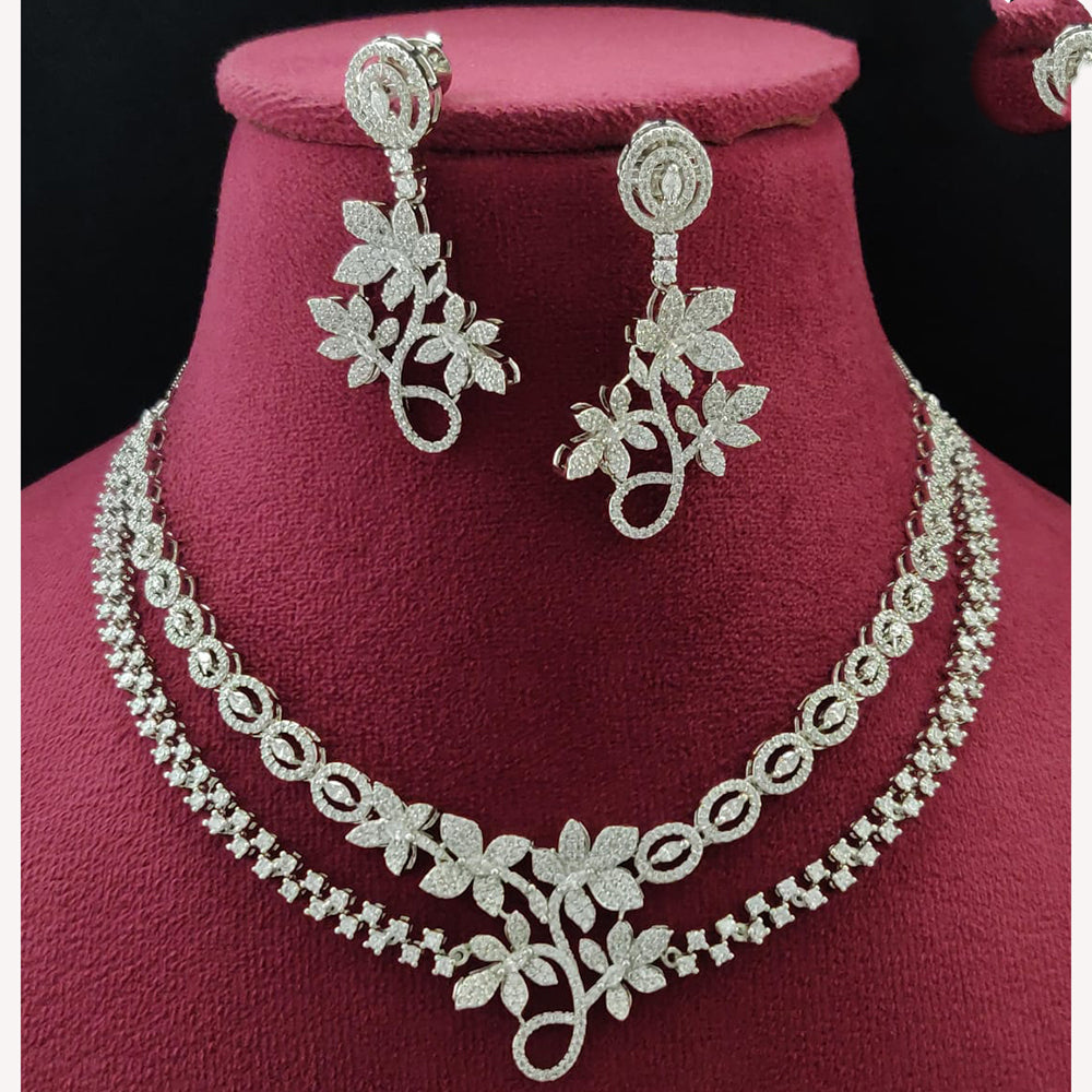 Vivah Creations Royal Floral American Diamond Statement Necklace Set