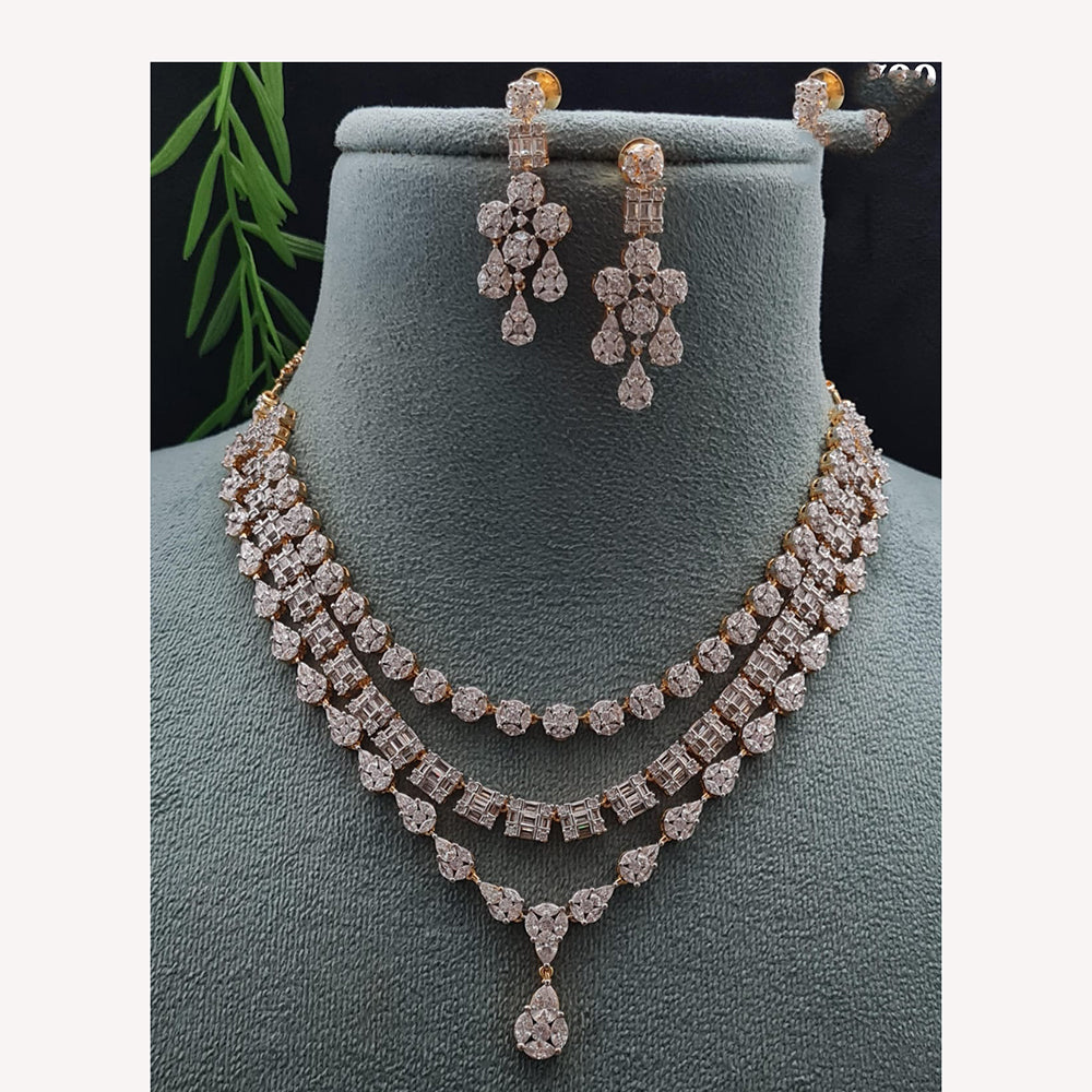 Vivah Creations Royal Floral American Diamond Statement Necklace Set