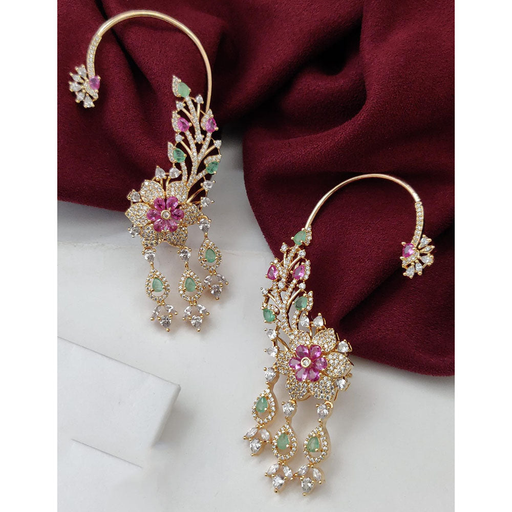 Vivah Creations Glamorous Stylish American Diamond Ear Cuff Earrings