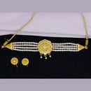 Mahavir Gold Plated Pearl Choker Necklace Set