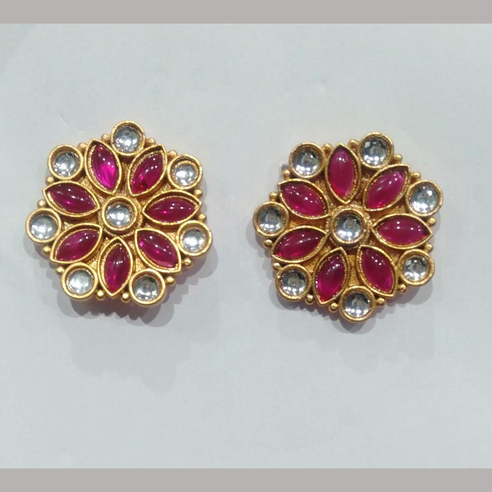 Wearhouse Fashion Gold Plated Kundan Stone And Pearl Studs Earrings
