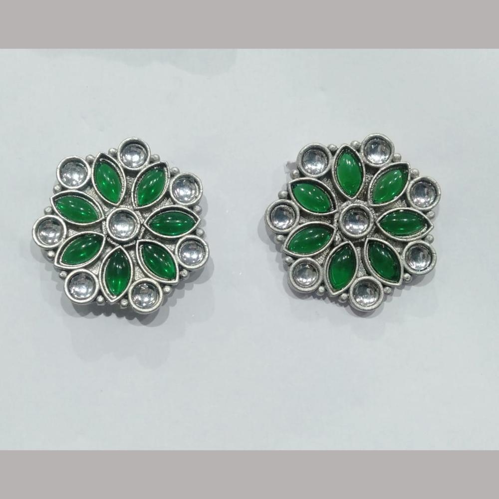 Wearhouse Fashion Oxidised Plated Kundan Studs Earrings