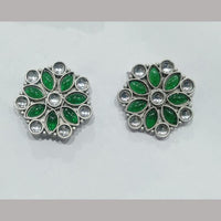 Wearhouse Fashion Oxidised Plated Kundan Studs Earrings