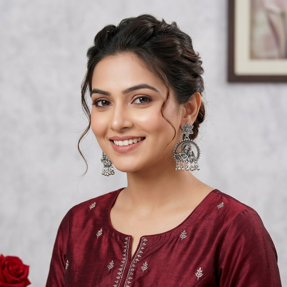 Urthn Unique Radha Krishna Oxidised earrings for women(Pack of 3)