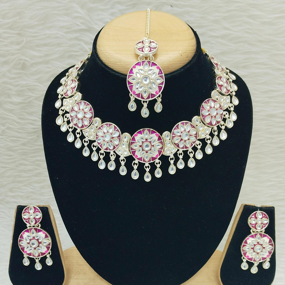 Bodhi Creation Gold Plated Kundan Stone And Meenakari Necklace Set