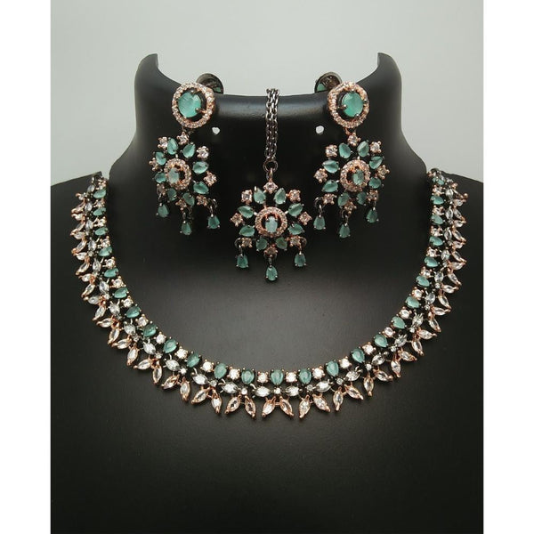 Akruti Collection 2Tone Plated AD Stone Necklace Set