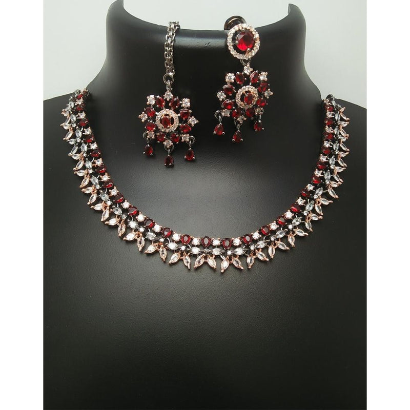 Akruti Collection 2Tone Plated AD Stone Necklace Set