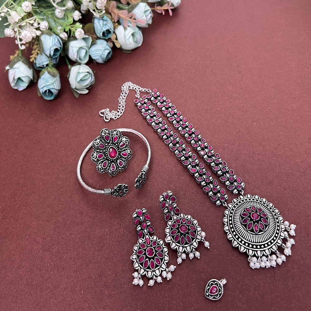 Akruti Collection Oxidised Plated Combo Set