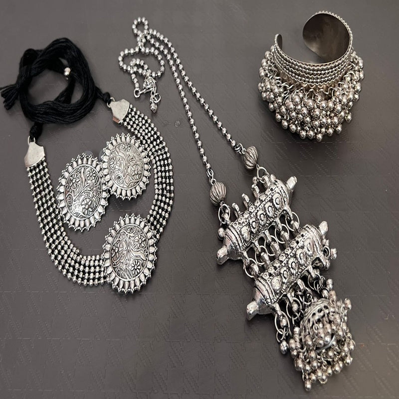 Akruti Collection Oxidised Plated Combo Set