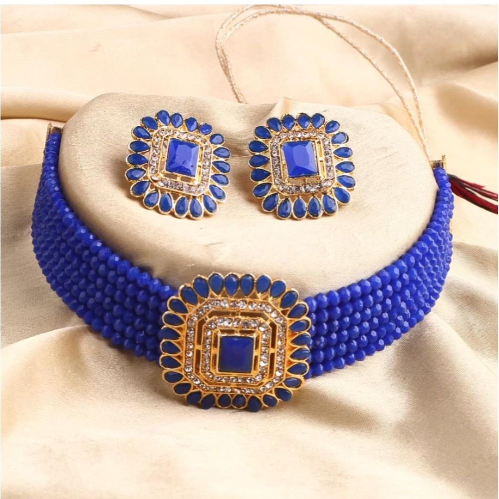 Akruti Collection Gold Plated Choker Necklace Set