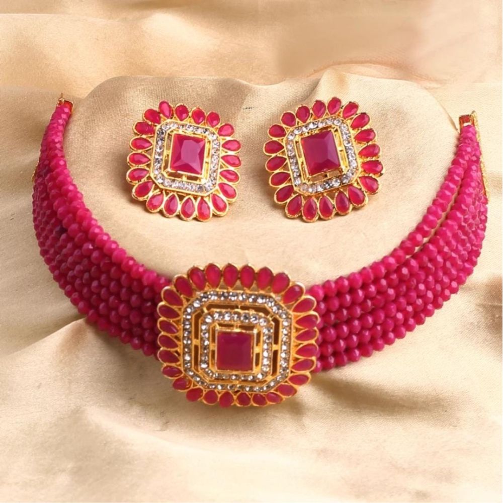 Akruti Collection Gold Plated Choker Necklace Set