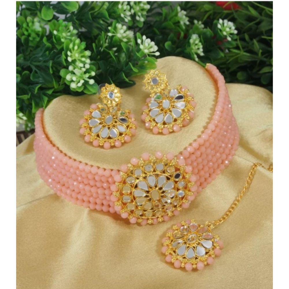 Akruti Collection Gold Plated Choker Necklace Set